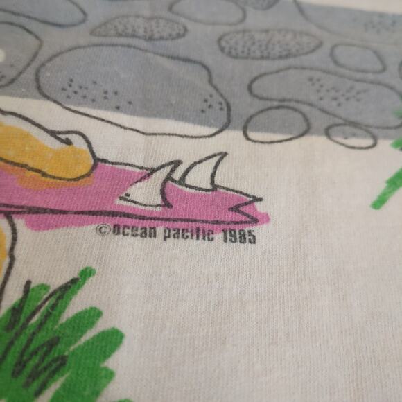 VTG Ocean Pacific OP Men Large Shirt Surf AOP Beach Palm Tree Cali USA 90s - Picture 10 of 10